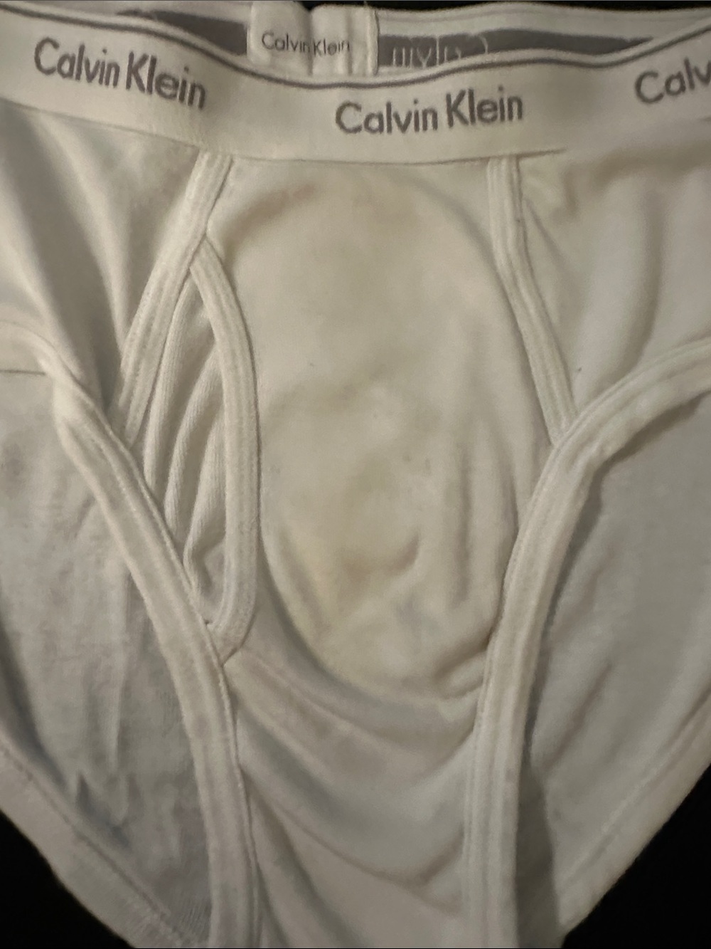 Calvin Klein White Men's Classic Briefs with Logo Waistband - Picture 2 of 5